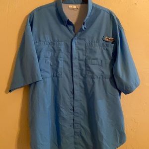 Blue vented mesh fishing shirt